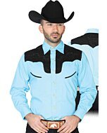 CAMISA CHARRA ANTE/BORDADA EL GENERAL 2019-131 COLOR AZUL