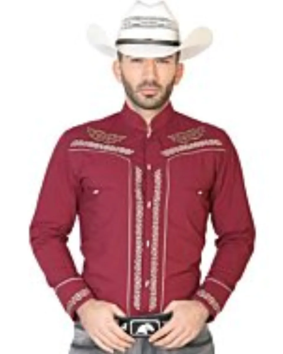 Camisa Charra El Señor De Los Cielos 42875 Color Vino