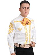 Camisa Charra Blanca Con Bordado Amarillo 060 WD 11-844