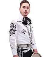 Camisa Charra Blanca Con Negro 060 WD 11-842