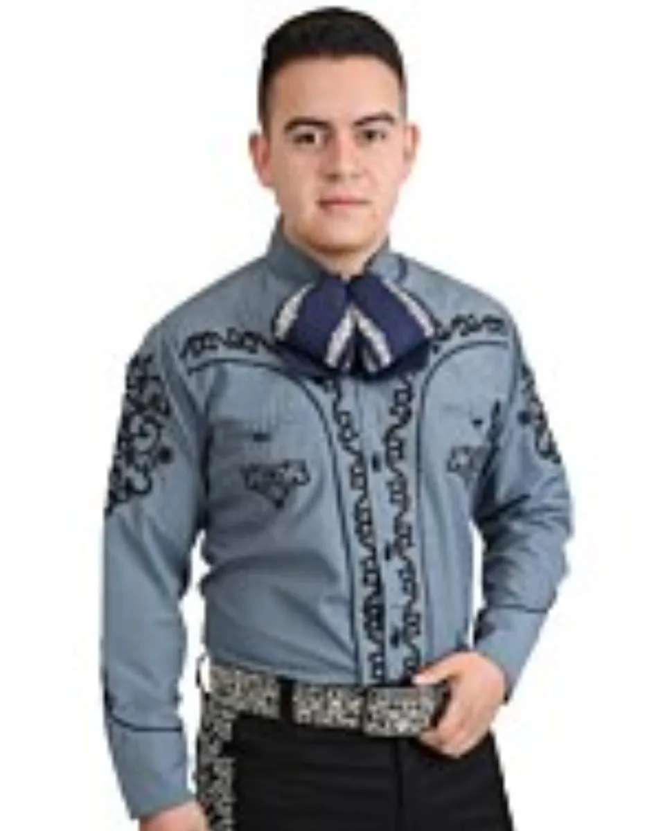 Camisa Charra Color Gris-Negro 060 WD 11-841
