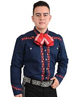 Camisa Charra Tradicional White Diamonds Western Wear 10-857 Color Azul