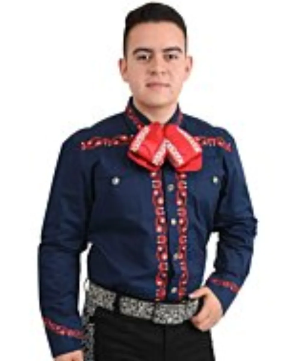 Camisa Charra Tradicional White Diamonds Western Wear 10-857 Color Azul