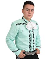 Camisa Charra Tradicional White Diamonds Western Wear 10-860 Color Verde