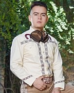 Camisa Charra Color Beige Biordado Color Vino WD 11-814