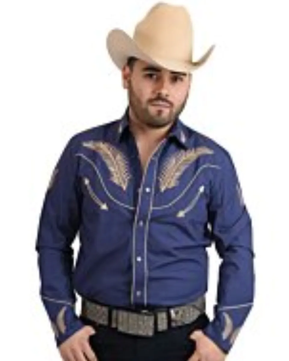 Camisa Charra White Diamonds Western Wear 10-851 Color Azul