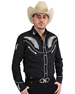 Camisa Charra White Diamonds Western Wear 10-851 Color Negro / Blanco