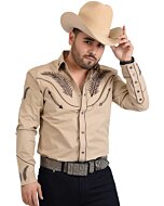 Camisa Charra White Diamonds Western Wear 10-851 Color Beige