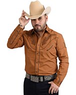 Camisa Charra White Diamonds Western Wear 10-855 Color Tabaco