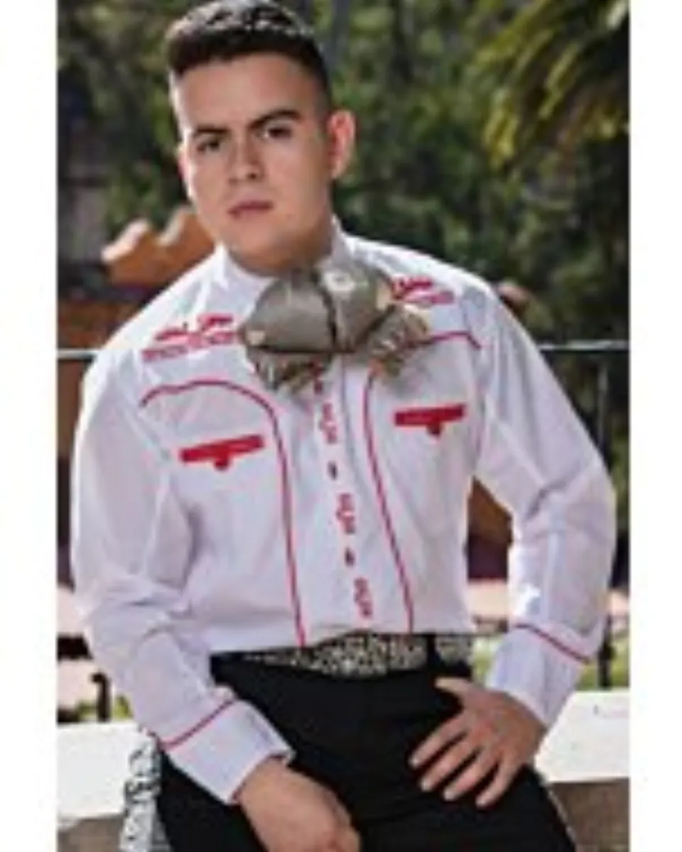 Camisa Charra Blanca Vivos Rojos WD 11-826