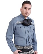 Camisa Charra Tradicional Color Gris Con Negro WD 11-830