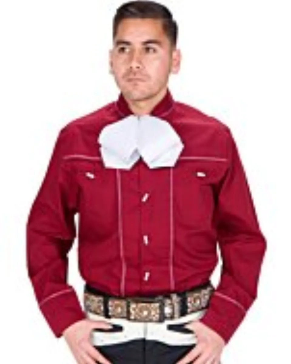 Camisa Charra Adorno Soga Color Vino WD 11-854
