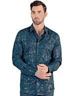 Camisa Modern Fit Color Teal Manga Larga