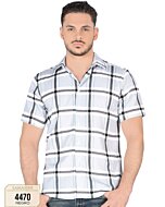 Camisa A Cuadros Manga Corta Blanca Lam 4470