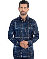 Camisa Cuadros Grandes Color Navy Modern Fit Lamasini 0113