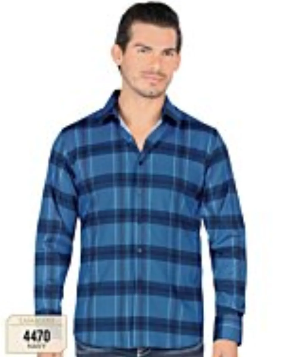 Camisa A Cuadros Manga Larga Color Vino Lam 4470