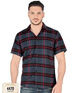 Camisa A Cuadros Manga Corta Negra Lam 4470