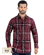 Camisa Cuadros Grandes Color Vino Modern Fit Lamasini 0113