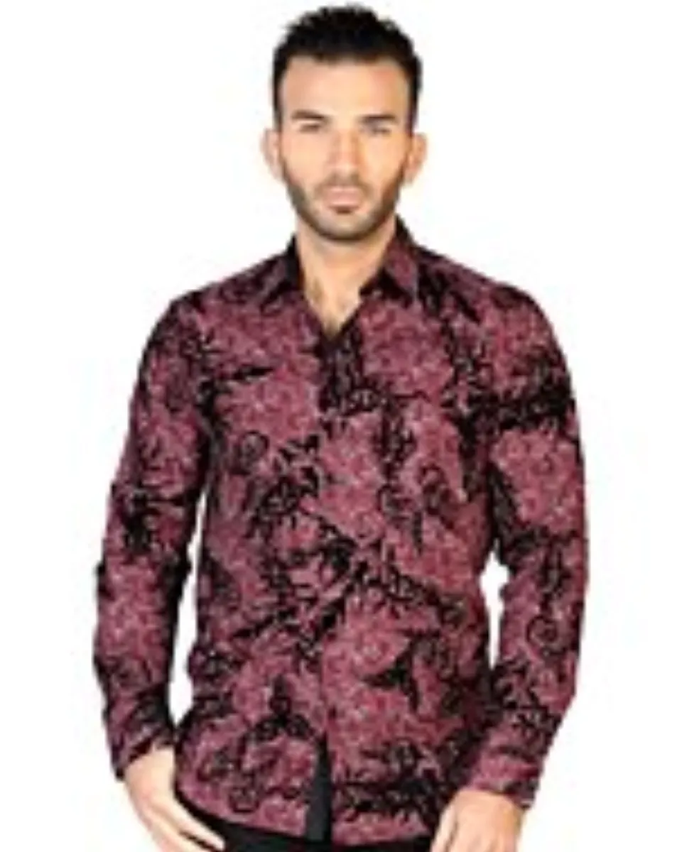 CAMISA CASUAL MANGA LARGA EL GENERAL FL-03 COLOR VINO