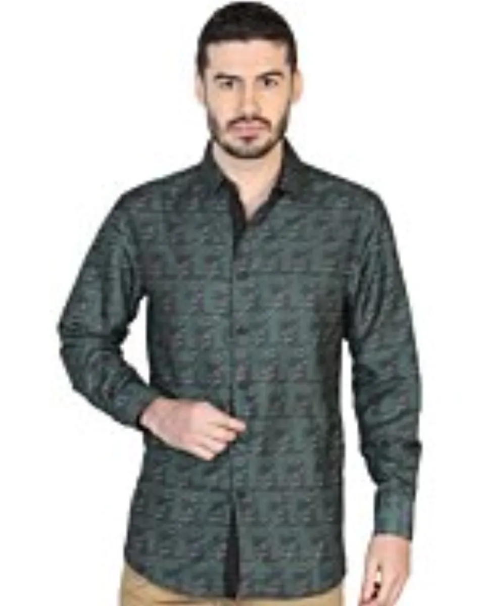 CAMISA CASUAL MANGA LARGA EL SEÑOR DE LOS CIELOS EA000906 COLOR VERDE/NEGRO