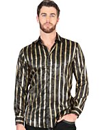 Camisa Con Líneas De Grecas Doradas Color Negro 44554