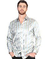Camisa Con Líneas De Grecas Doradas Color Gris 44578