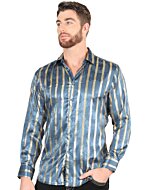 Camisa Con Líneas De Grecas Doradas Color Teal 44580