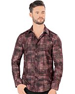 Camisa Montero Modern Fit Burgundy Estampada 0434