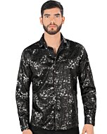 Camisa Montero Modern Fit Negra Estampada 0795