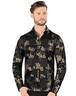Camisa Negra Con Grecas Montero Fashion 0800