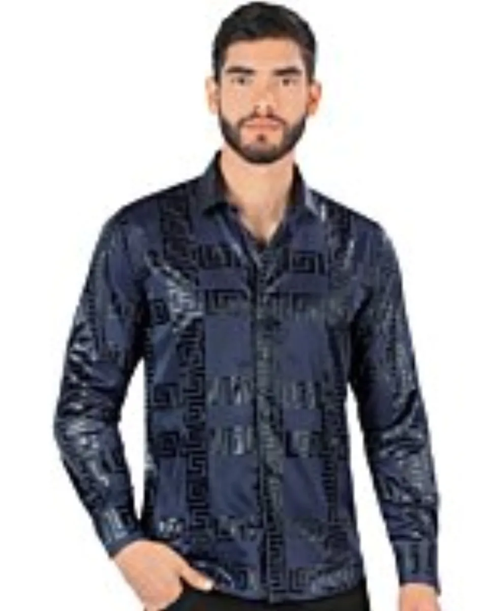 Camisa Navy Con Grecas Montero Fashion 0800