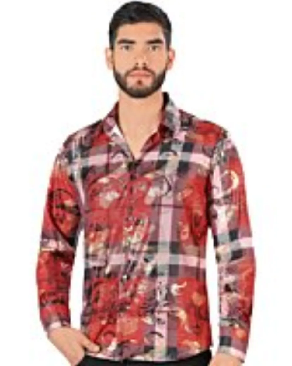 Camisa Multicolor De Moda Montero 0801 Rojo