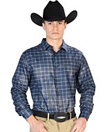 Camisa Fina A Cuadros El Señor De Los Cielos 43768 Color Negro-Azul