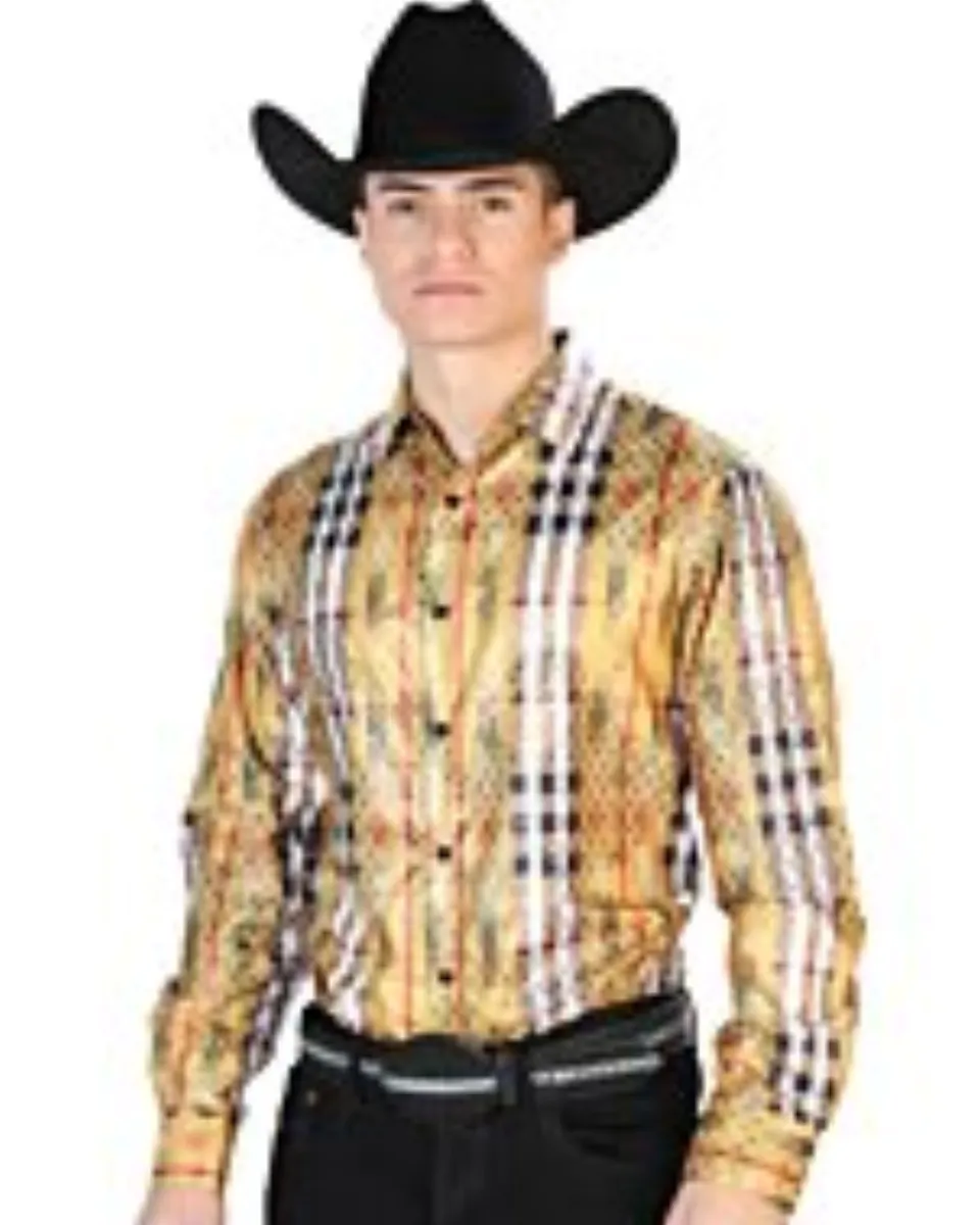 Camisa Fina El Señor De Los Cielos 43784 Color Amarillo-Negro