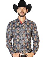 Camisa Fina El Señor De Los Cielos 43798 Color Negro-Blanco-Oro