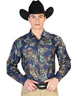 Camisa Fina Estampada El Señor De Los Cielos 43827 Color Azul