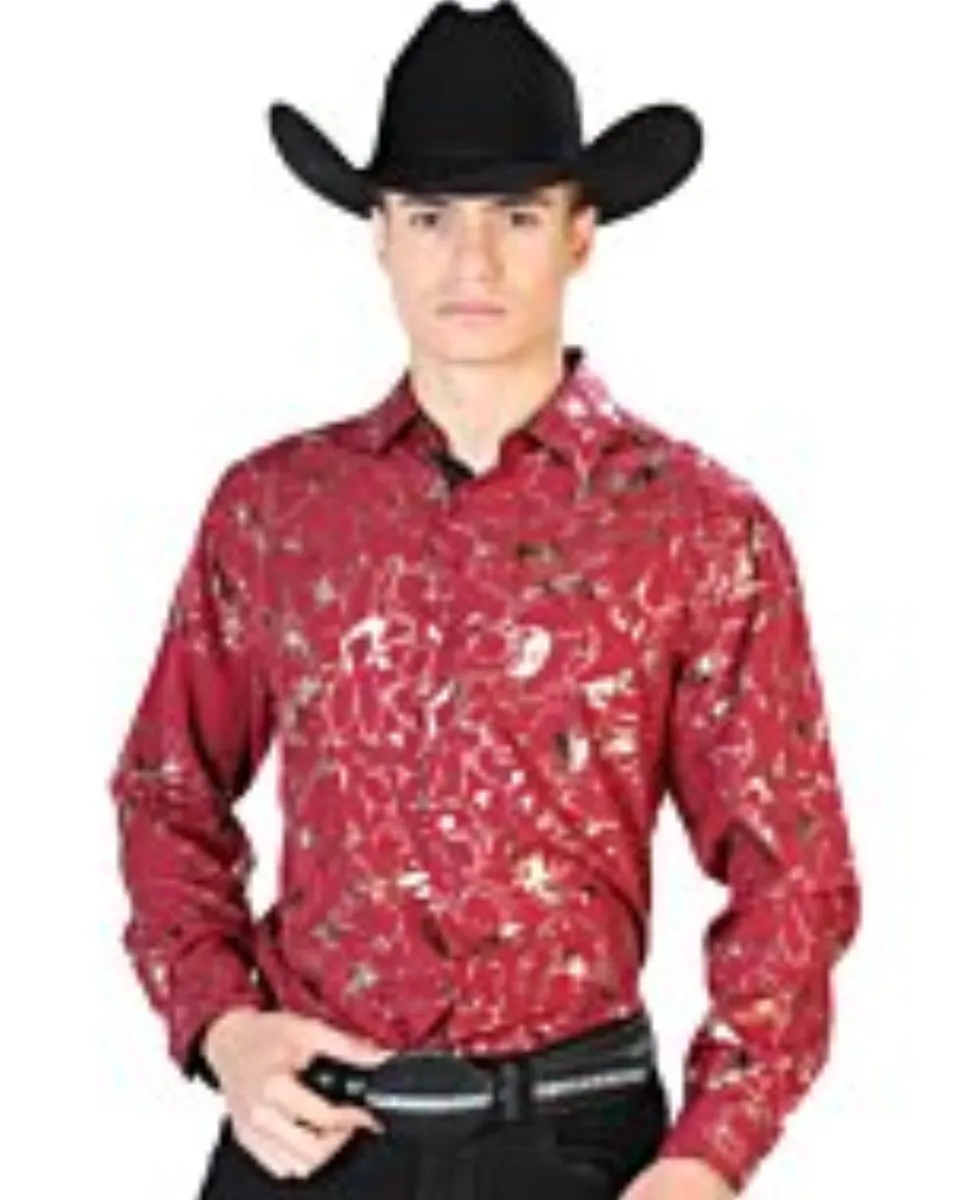 Camisa Fina El Señor De Los Cielos 43861 Color Vino