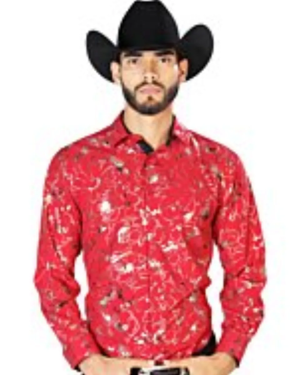 Camisa Fina El Señor De Los Cielos 43877 Color Vino