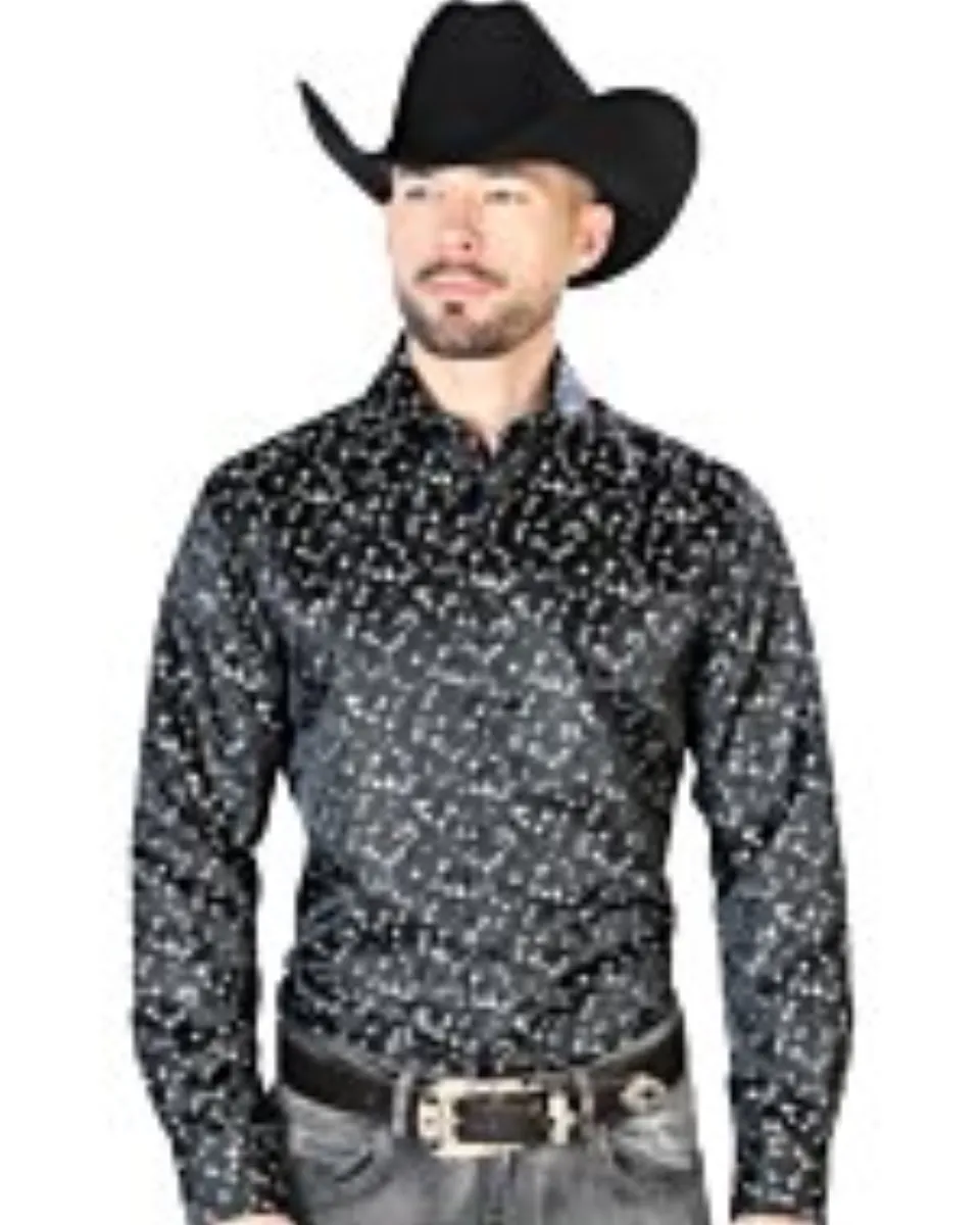 Camisa Color Negro Jacquard Centenario 43704