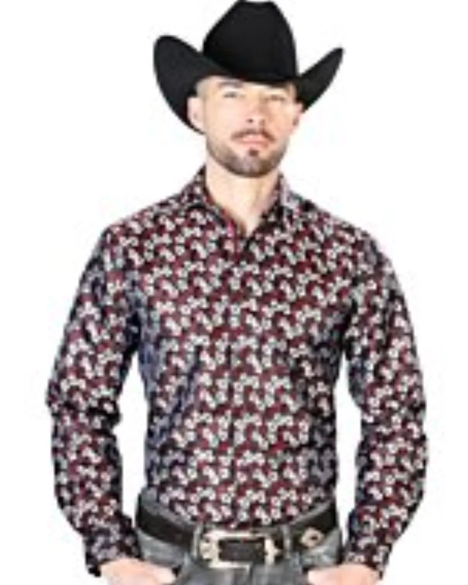 Camisa Jacquard Centenario 43713 Color Mamey