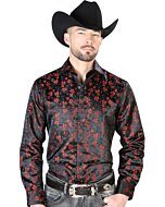 Camisa De Color Negro Con Rojo Jacquard Centenario 43742