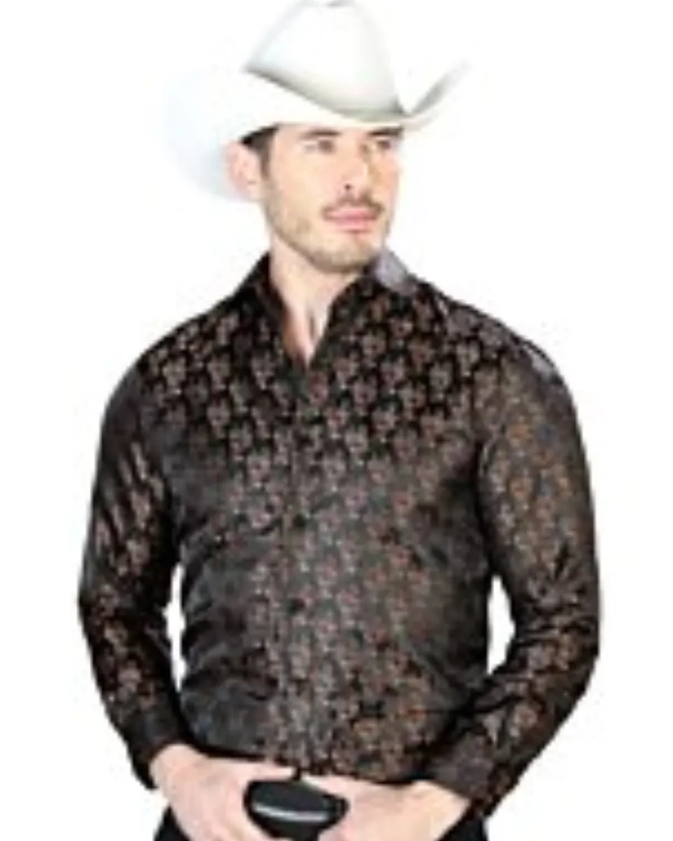 Camisa De Color Negro Con Café Jacquard Centenario 43759