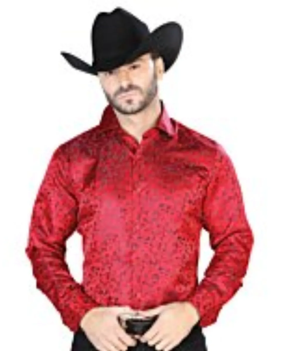 Camisa Jacquard Centenario 43764 Color Rojo Con Azul