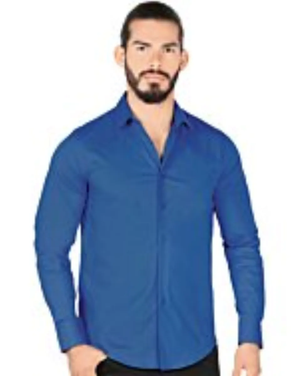 Camisa Clásica Color Azul Rey Liso Lamasini 1436