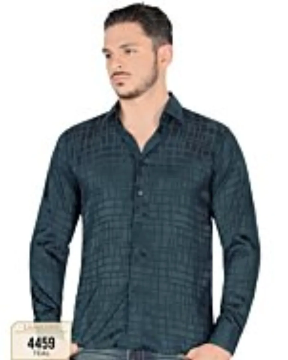 Camisa Color Teal Modern Fit Moda Lamasini 4459