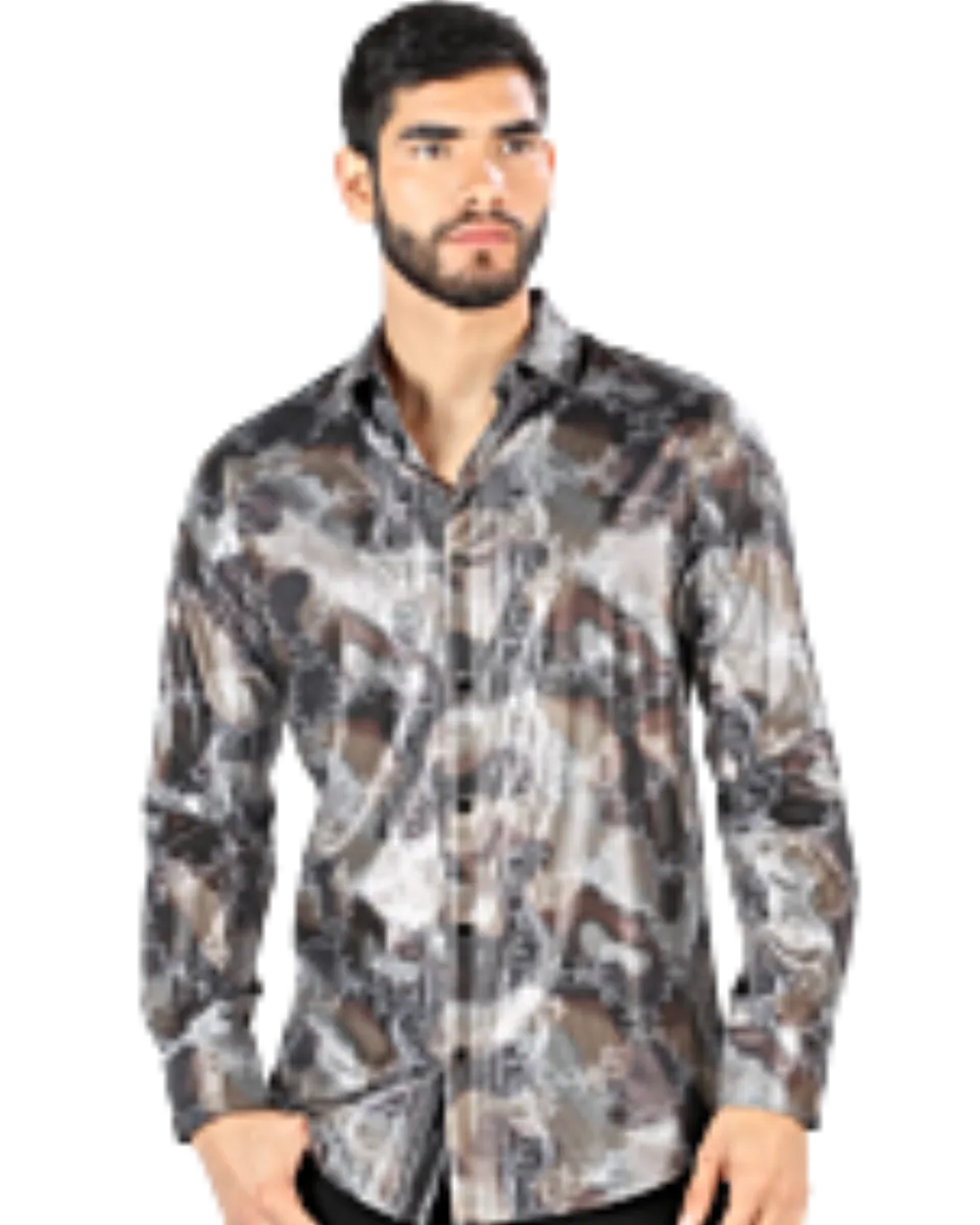 Camisa Estampada De Moda Montero 3002 Color Negro