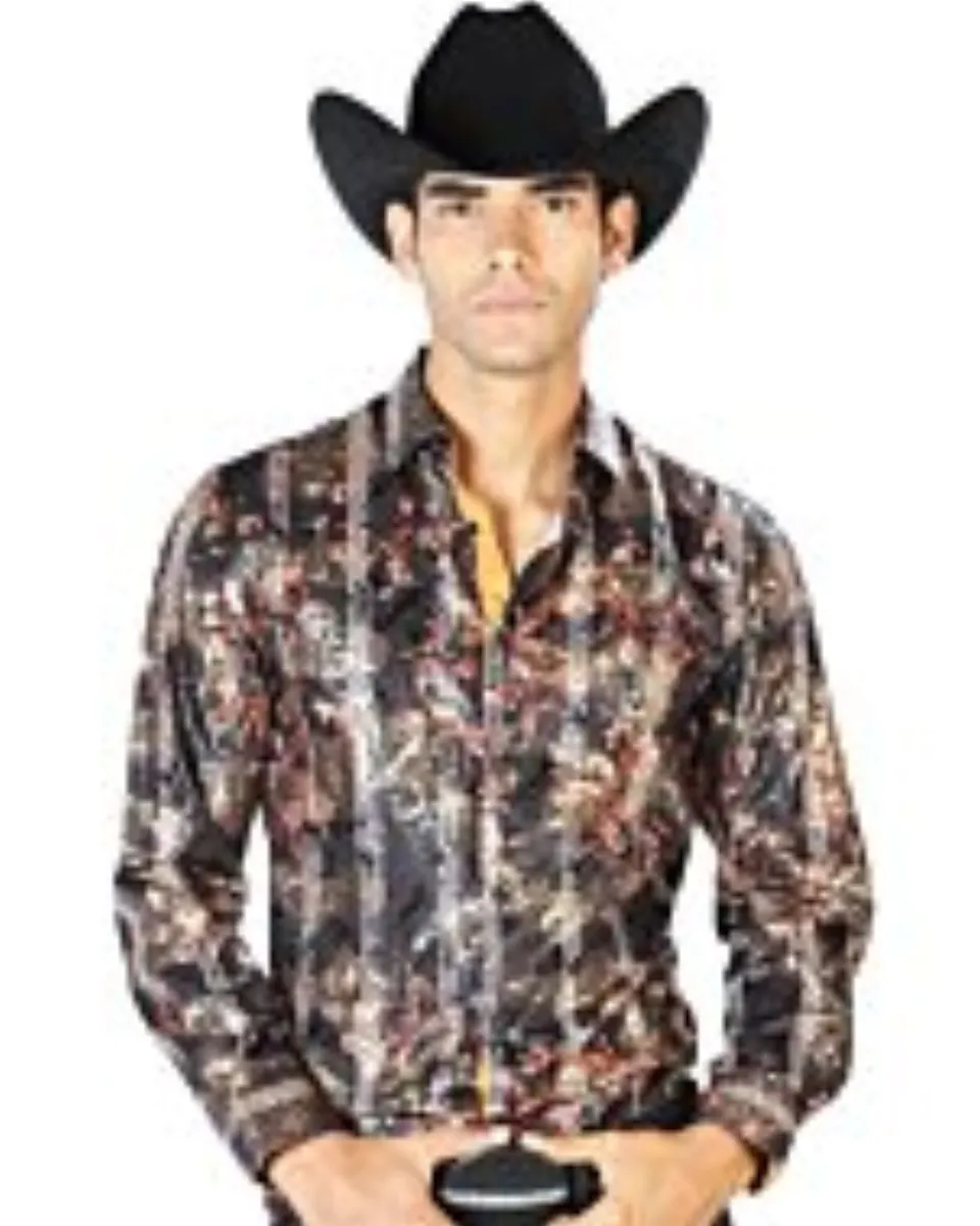 Camisa El Señor De Los Cielos 43568 Color Negro Y Dorado