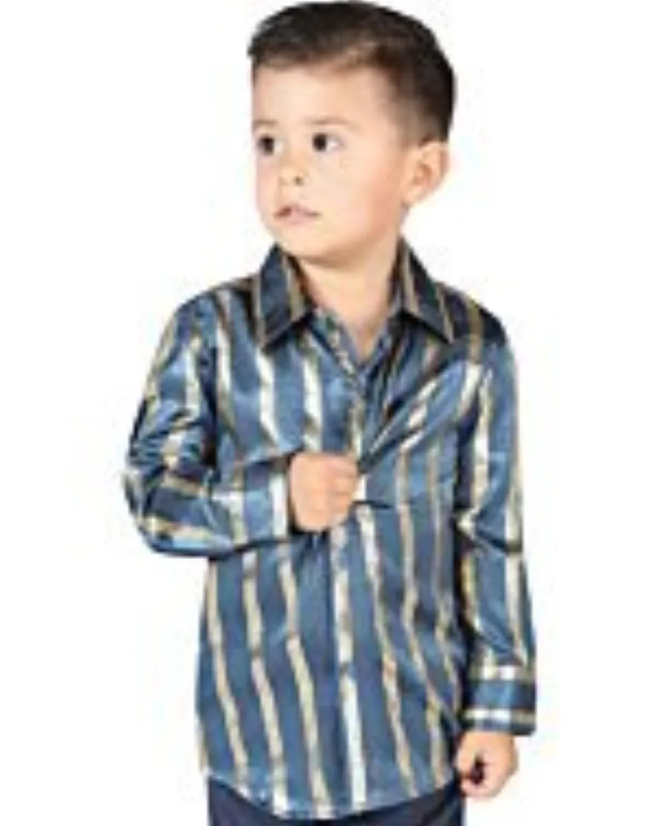 Camisa Teal Rallas Oro Para Niño El General 44588