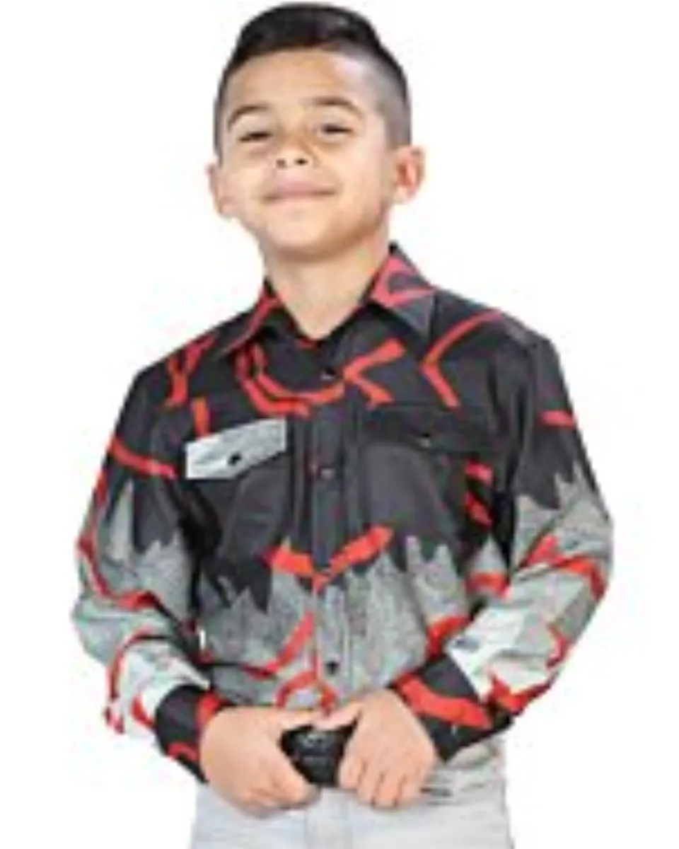 Camisa Casual De Niño Color Negro-Gris 44077