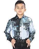 Camisa Casual De Niño Color Negro-Gris 44096